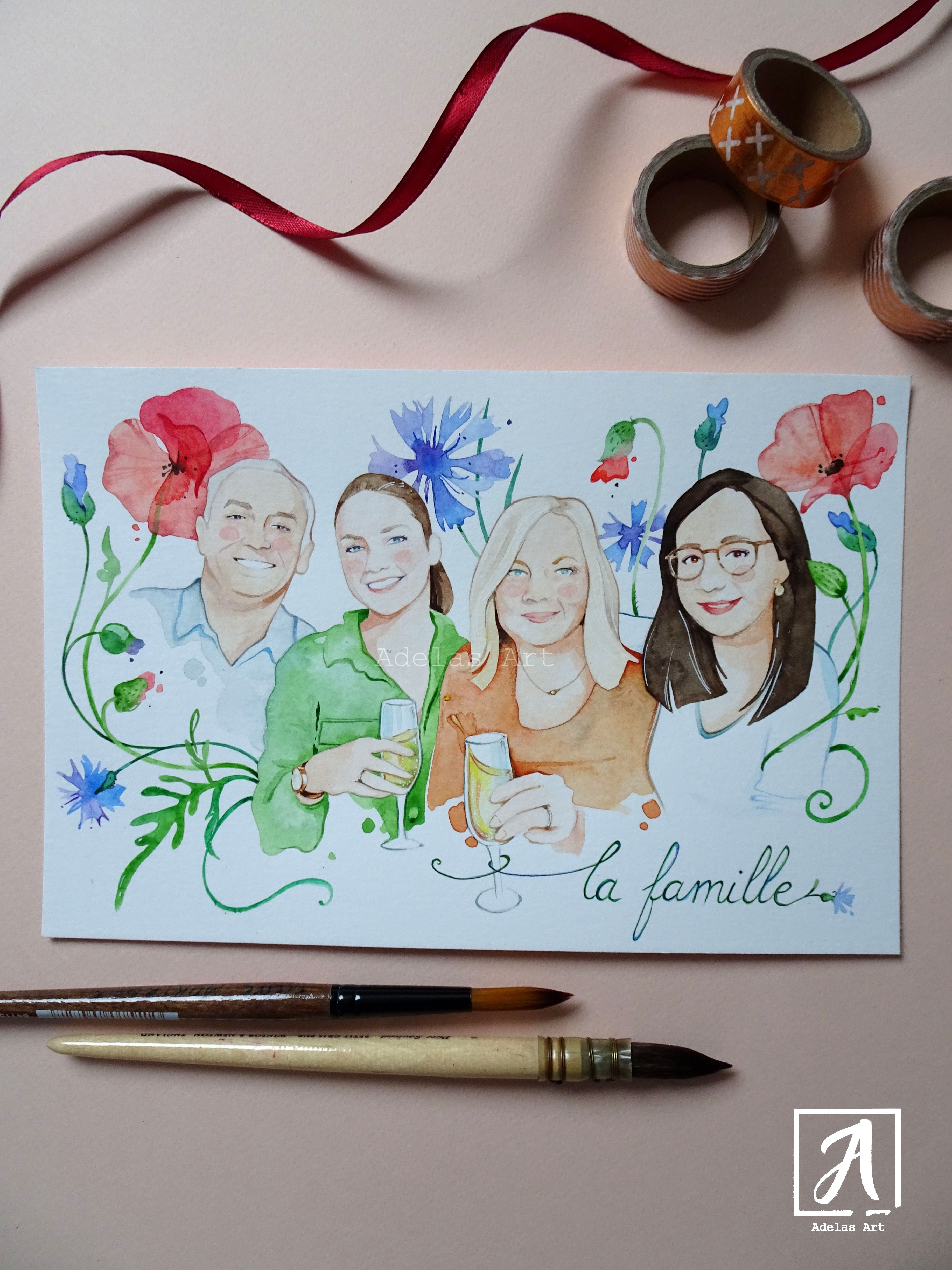 "Spring  Family Portrait" by Adelas Art - front view