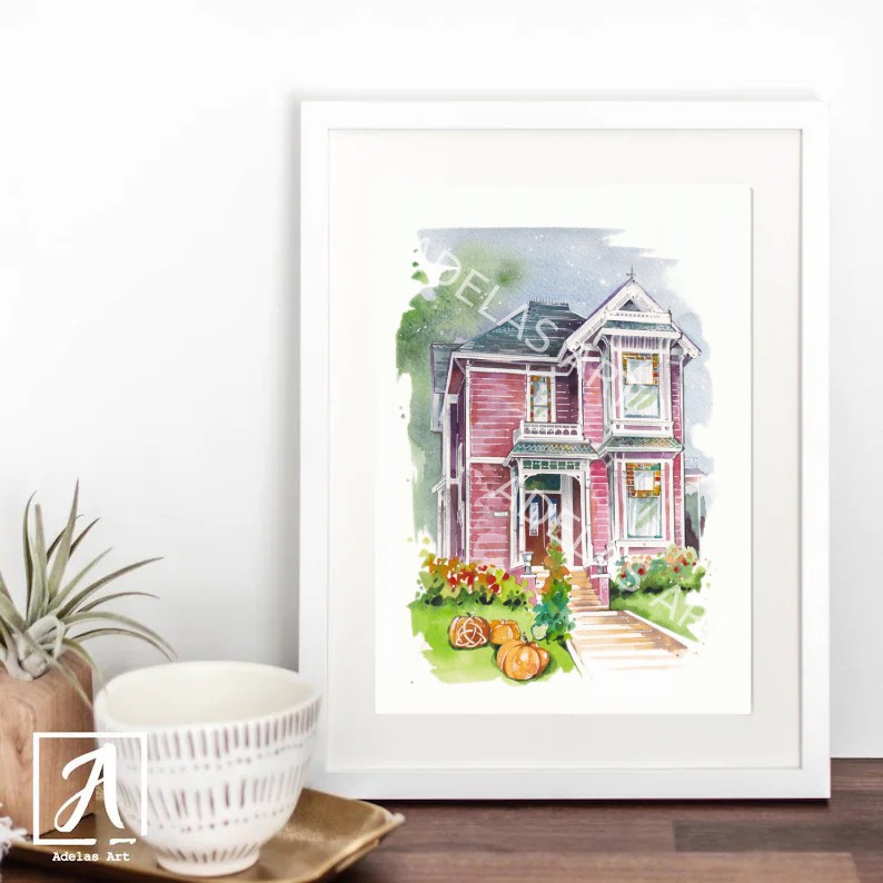 Art Print of the Halliwell Sisters House in San Francisco