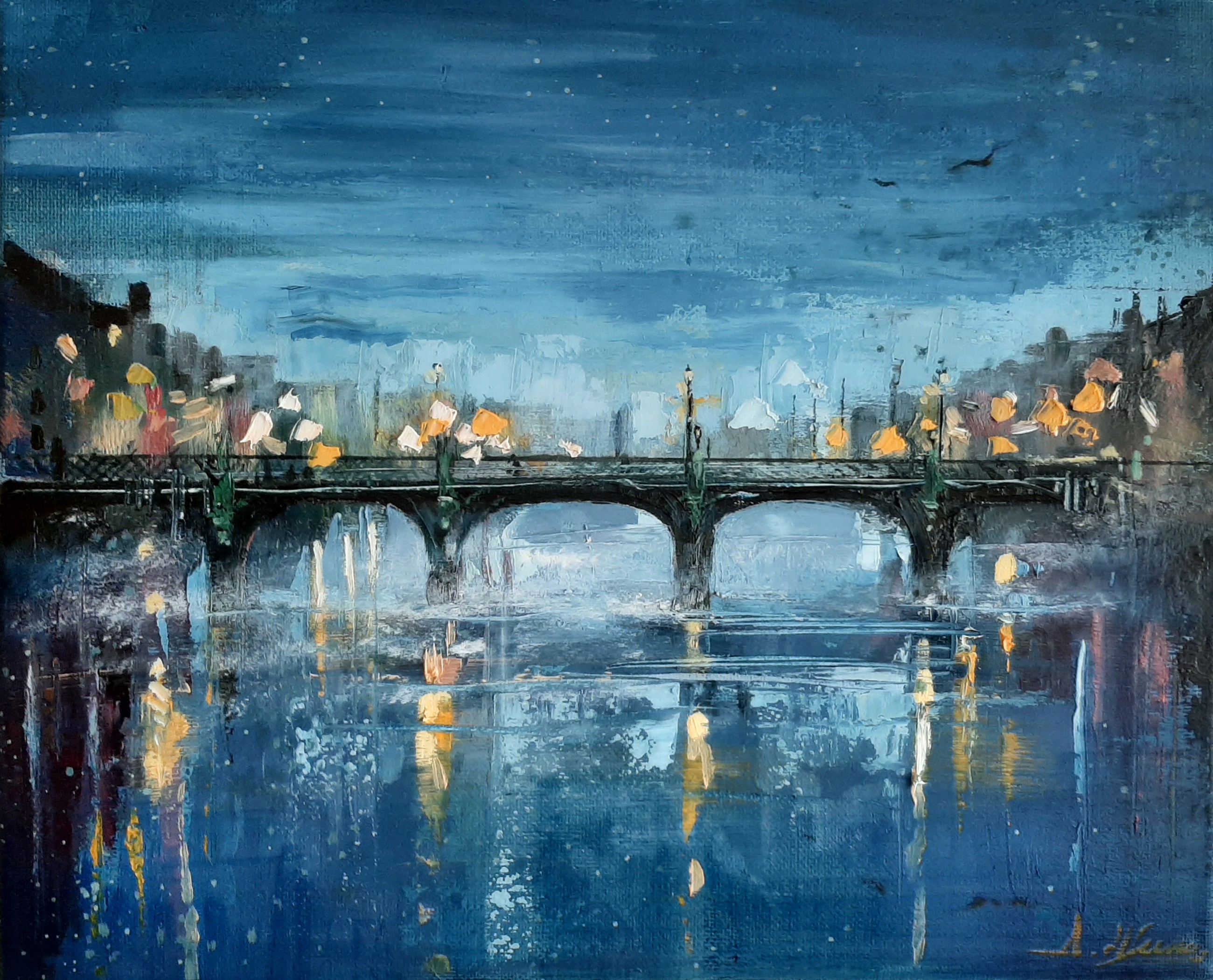 Original Dublin Bridge Oil Painting
