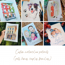 Personalized portaits, couple portraits, house portraits, pet portraits, family portraits
