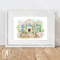 Watercolor painting of Beardslee Castle, New York Wedding venue
