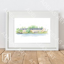 The Hodson Bay Hotel in Athlone, watercolour painting