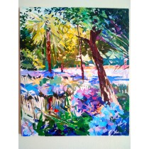 "Garden of Agapanthus in Seville" by Adelas Art - front view