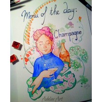 "Menu of the Day: Champagne" by Adelas Art - front view