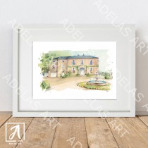 The Millhouse in County Meath, watercolour painting of wedding venue