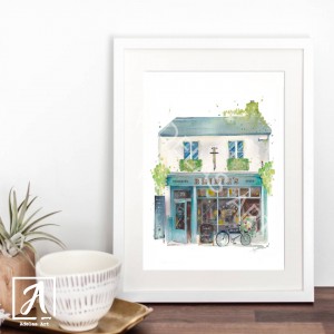 Bridies Bar, Art print of wedding venue in Kilkenny