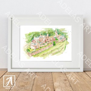 Original Watercolor painting of Burg Reichenstein
