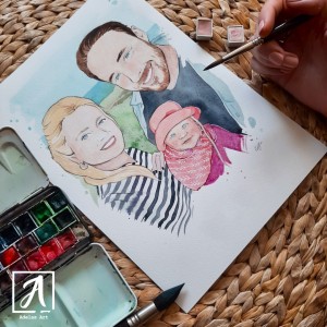 Custom watercolour family portrait