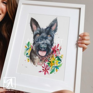 Custom watercolour pet portrait