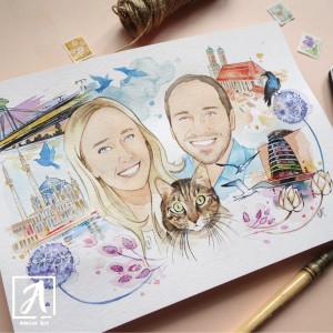 Custom Watercolour Couple Portrait