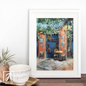 Painting of Stylish French Cafe