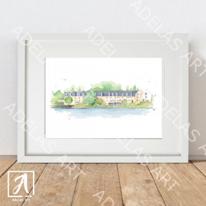 The Hodson Bay Hotel in Athlone, watercolour painting