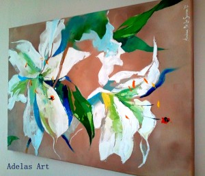 "White lillies" by Adelas Art - side view
