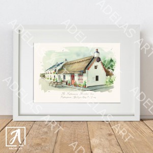 The Fishermans Thatched Inn painted by Adelas Art