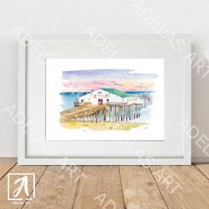 Wall Art painting of Kitty Hawk Pier House Wedding venue