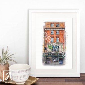 Lanigans Art Print, watercolour illustration by Adelas Art, Dublin Ireland