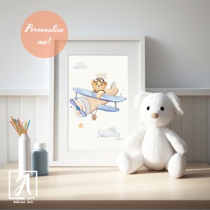 Painting of a baby lion on a plane