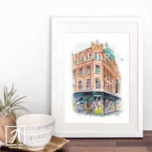 Fine wall art of The Penneys shop of Mary Street in Dublin