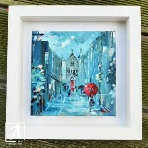 Front view of an Oil Painting depicting Grafton Street by Adelas Art