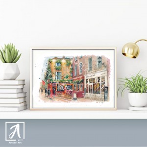 The Temple Bar Pub Art Print, watercolour illustration by Adelas Art, Dublin Ireland