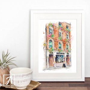 Front view of The Foggy Dew art print, watercolour illustration by Adelas Art