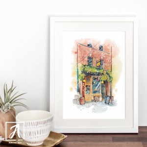 Front view of The Palace Bar illustration by Adelas Art