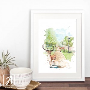 Front view of Phoenix Park illustration by Adelas Art