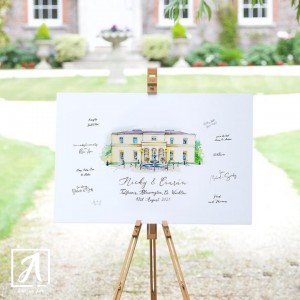 Watercolour illustration wedding venue 